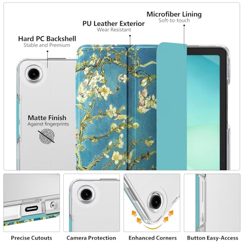 Image of MoKo for Samsung Galaxy Tab A11 Plus / A11+ Case 11 Inch 2026, Galaxy Tab A9 Plus / A9+ Case 11 Inch 2024, Slim Stand Hard PC Translucent Back Shell Smart Cover, Auto Wake /Sleep, Apricot Blossom