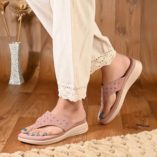Image of Centrino Women's Sandals | Stylish Slip-On Sandals|Elegant & Trendy Design | Slippers /Flip-Flops|Fashionable Casual & Stylish|Lightweight & Breathable|Outdoor Casual Chappals for Ladies & Girls(9320)