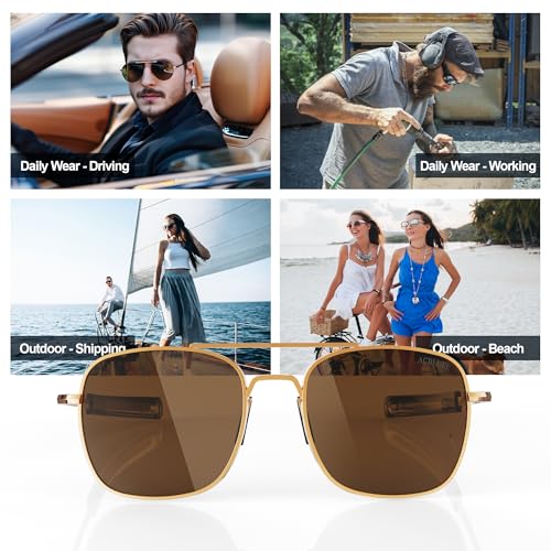 Image of Aviator Sunglasses for Mens Women 53mm TAC Polarized Lense Pilot Military Style Metal Frame with Bayonet Temples
