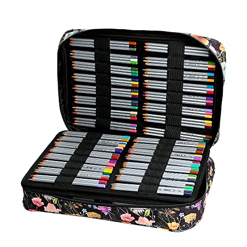 Image of Lbxgap Portable Colored Pencil Case Holds 480 lots Pencils or 320 to 328 Gel Pens Large Capacity Pencil Organizer with Handle Strap Handy for Colored Pencils & Gel Pen
