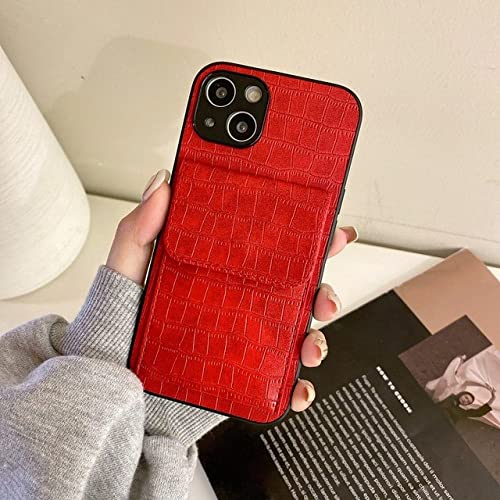 Coque portefeuille pour iPhone 11 en similicuir crocodile rouge de luxe