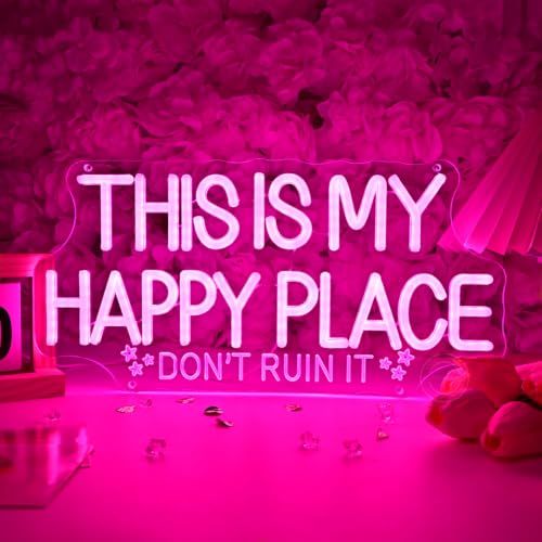 Image of Britrio This Is My Happy Place Neon Sign Light Kids Girl Bedroom Wall Decor