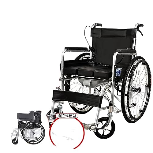 車椅子車折りたたみライト高齢者小型トイレ付き麻痺旅行多機能トロリー (シングルクッション - レザー)