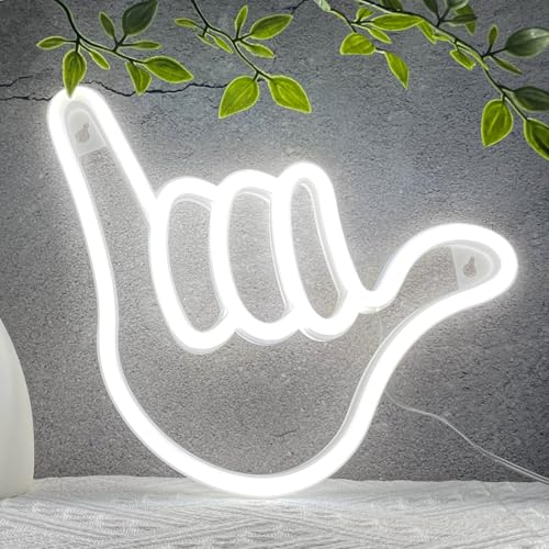 Image of HOHOSIGN Hand Gesture Neon Sign Light LED Finger Lamp, USB /Battery Powered Neon Sign for Wall Decor for Bedroom Wall, Warm White Funny Gym Light for Man Cave Game Gamer Gaming
