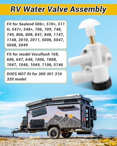 Image of 2 Set Fit for Dometic RV Water Valve Assembly Fit for ealand EcoVac Vacuflush Pedal Flush Toilets Camper Trailer Toilet Repair Kit Replace 385314349 with Installation Screws*4