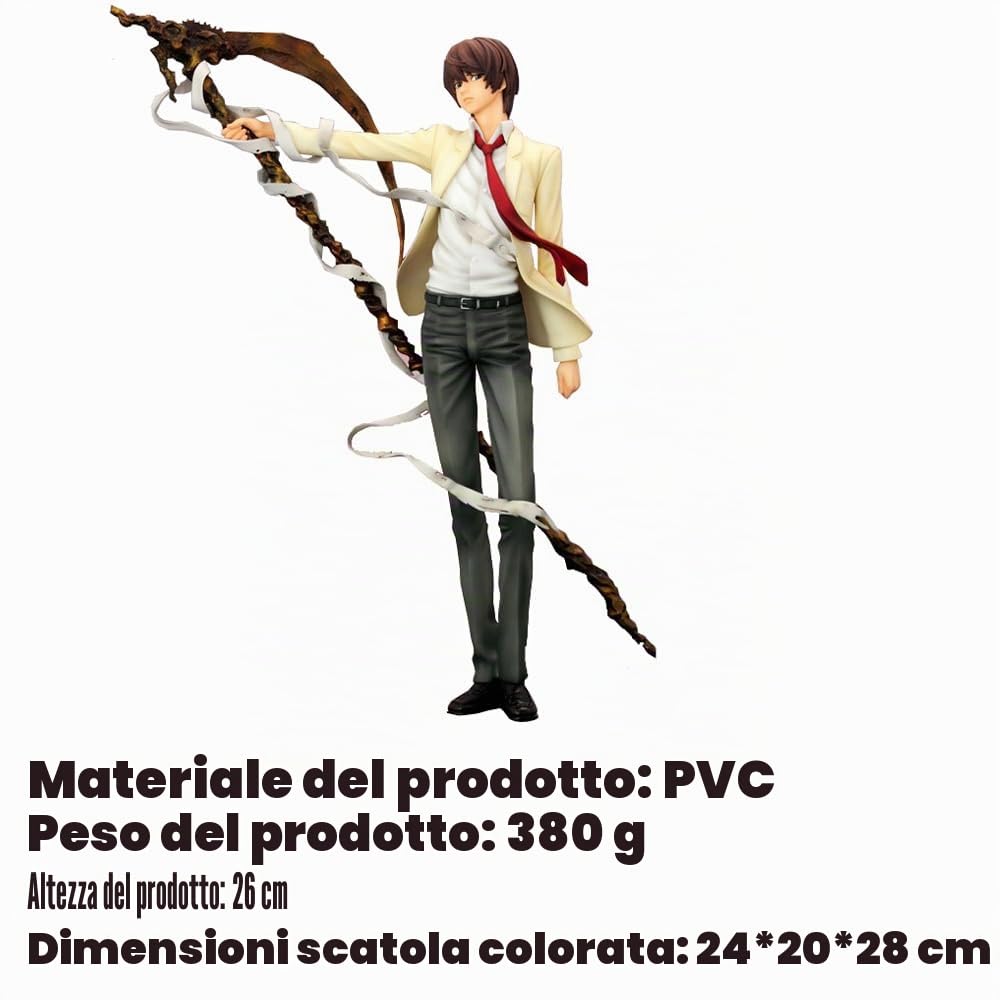 Zhongkaihua Statua di Figura Death Note Light Yagami 26CM Statua in Modello Anime Ornamento per Casa e Scrivania di Natale Decorazione per la Festa di Compleanno Regalo per Fan