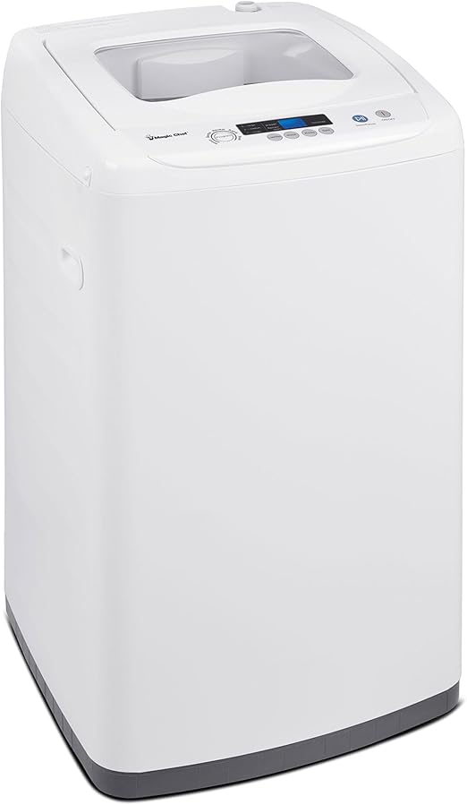 Magic Chef Top Load Compact Washer with LED Display, 6 Cycles, Delay Start Function, 3 Water Levels & 3 Temperature Settings, White, 0.9 Cubic Feet
