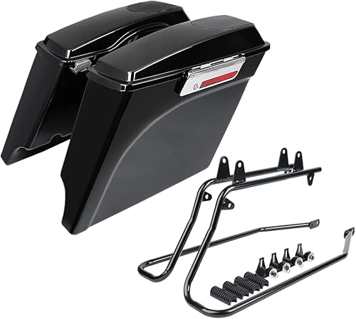 TCMT Bolsas de sillín rígidas extendidas de 5 pulgadas con soportes de conversión para Harley Softail Heritage Deluxe modelos 1984-2017