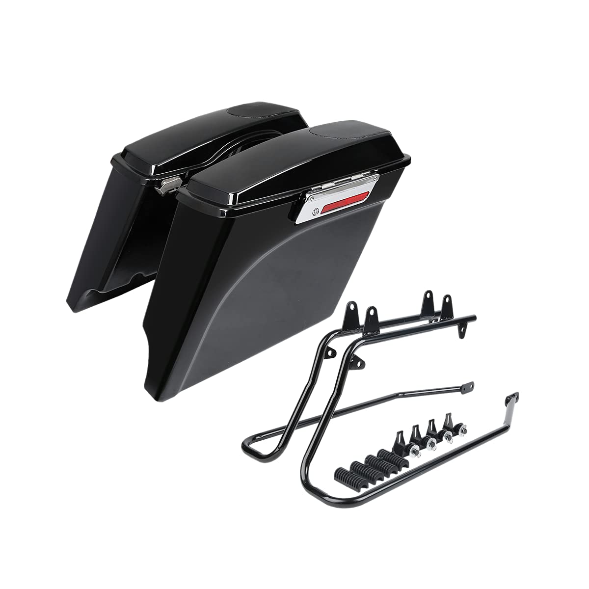 TCMT 5" Stretched Extended 5x7" Speaker Lid Hard Saddle Bags W/Conversion Brackets Fit For Harley Softail Heritage Deluxe Models 1984-2017
