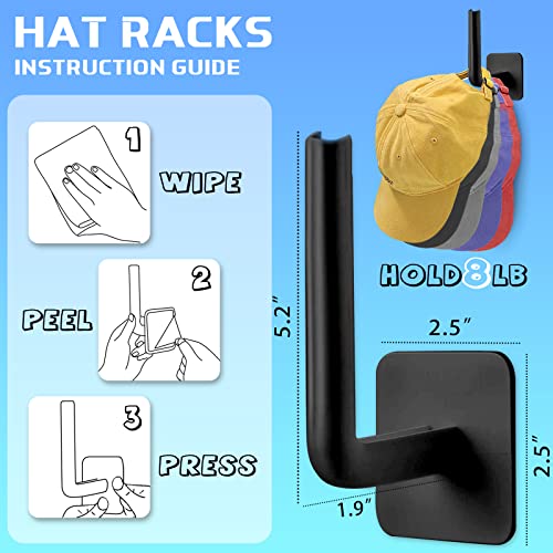 Hat-Rack-for-Wall-Hat-Organizer-4-Pack-Hat-Racks-for-Baseball-Caps-Adhesive-Hat-Hooks-for-Wall-No-Drilling-Hat-Hangers-for-Closet-Cowboy-Hat-Holder-Display-Sticky-Hat-Storage-for-Baseball-Caps