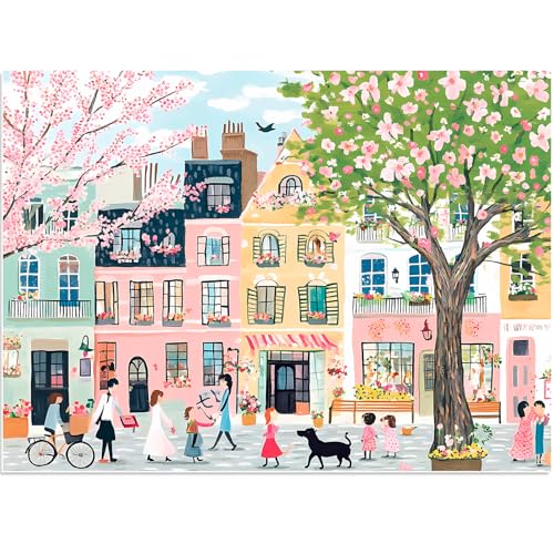 Image of 500 Piece Puzzles for Adults,Pink Garden Jigsaw Puzzle for Adults Kids Seniors, Recycled Cardboard Puzzle 500 Piece, Challenging Game Birthday Party Activity Gift for Family Friends 20.5 * 15 inch