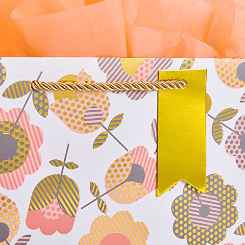 Suncolor 2-Pack 9" Small Gift Bags With Tissue Paper For Her(Tulip Flower) #TOP2