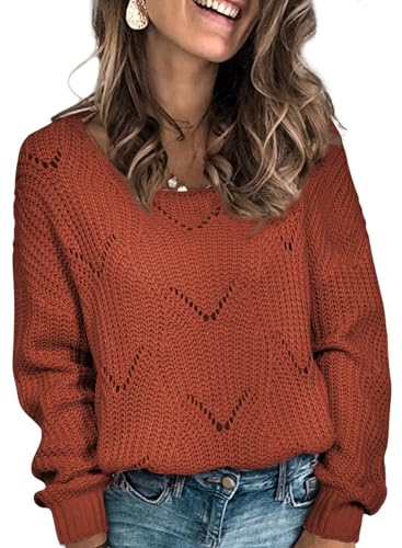 Dokotoo Crochet Tops for Women 2026 Long Sleeve Fall Sweaters Solid Hollow Out Fashion Casual Loose...