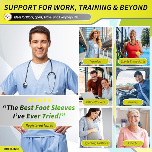 image for BLITZU Compression Socks for Plantar Fasciitis, Achilles Tendonitis Re