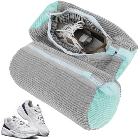 Pack of 2 Shoe Washing Bag,Laundry Bag Shoes for Washing Machine and Dryer, Reusable Cleaning Laundry Shoe Bag with Zip,Sneaker Washing Machine Bag for All Shoe Types and Sizes (Grey) Cover