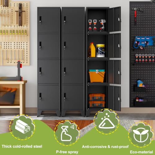 Image of 4 Tier Metal Storage Locker, 70.86 inch Narrow Vertical Steel File Cabinet