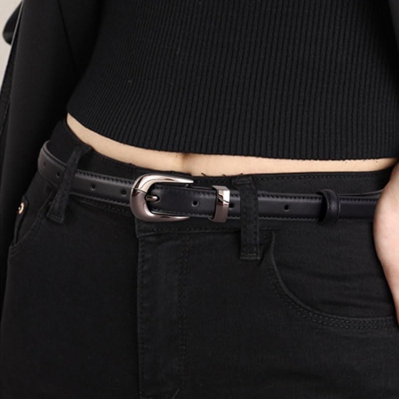 Leather Casual Versatile Silver Buckle Decoration Paired with Suit Jeans Belt