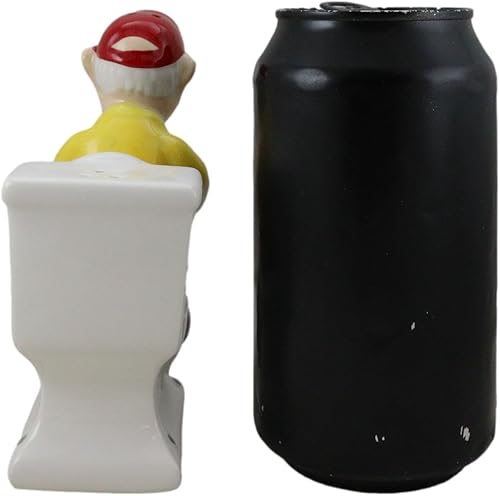 Miniatura 7 de Ebros Gift Rutina matutina lectura viejo abuelo con pantalones abajo sentado en el inodoro asiento de cerámica sal y pimentero conjunto de figuras