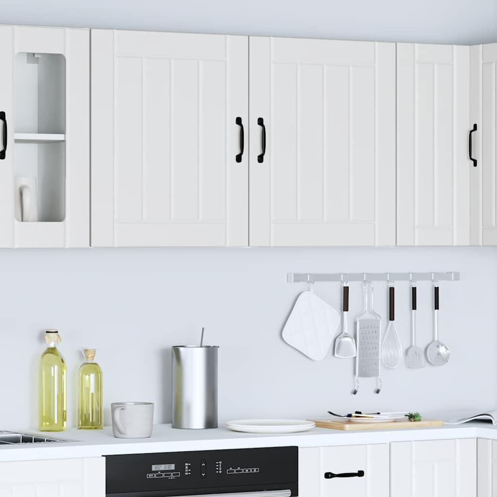 Lucca - Juego de 2 armarios de pared de madera con puertas prácticas y mucho espacio de almacenamiento para utensilios de cocina