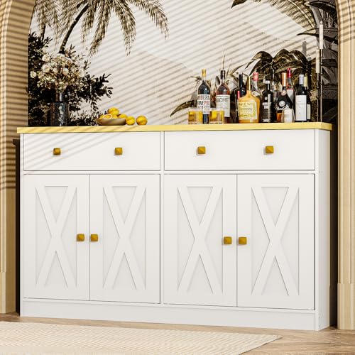 SIMPLE ESPACIO Armario de Cocina Moderno - Mueble Almacenamiento en 4 Puertas, 2 Cajones Deslizantes y Estantes Ajustables | Tablero de Madera Liso, Diseño Elegante 81x120x30 cm...