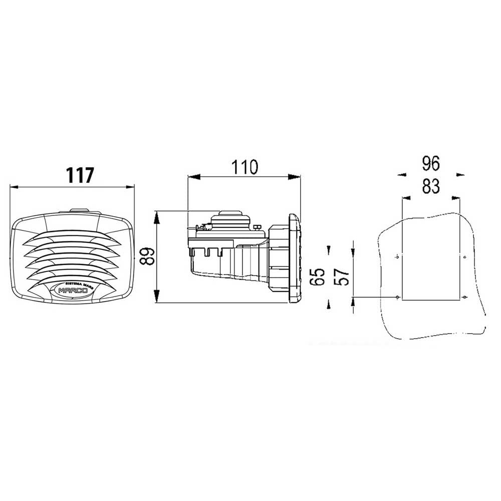 Marco 12v 5a 108db 400hz Recessed Electromagnetic Horn One Size