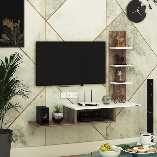 Image of Thomas Engineered Wooden TV Unit /TV Stand /Wall Mounted TV Unit /TV Cabinet /TV Entertainment Unit (CoachWood /White) - Ideal for Upto 43 inch(D.I.Y)