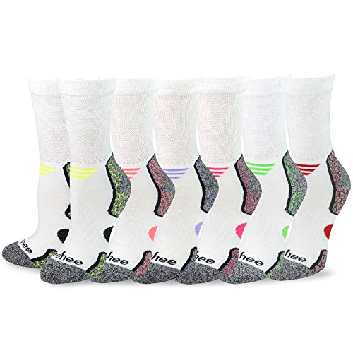 TeeHee Viscose from Bamboo Diabetic Sports Cushion Crew Socks 6-Pack (10-13, Assorted)