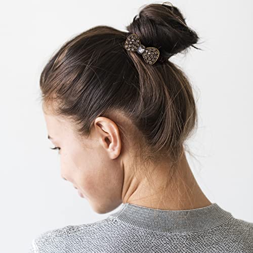 Hinzic 6Pcs Rhinestone Bow Hair Ties Crystal Bling Hair Scrunchies Ponytail Holder Vintage Bracelet For Women Girls Hair Accessorie (2 Styles) #TOP2