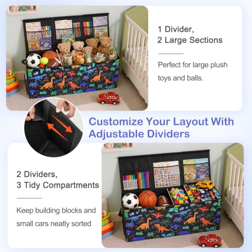 Image of Toy Box with Adjustable Divider Large Toy Chest Storage for Nursery Kidroom