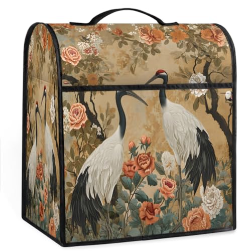 Coffee Maker Cover Retro Crane Floral Kitchen Appliance Covers Small Appliance Covers Blender Cover Juicer Cover Dust Covers for Kitchen Appliances with Top Handle and Pockets,Washable,C297