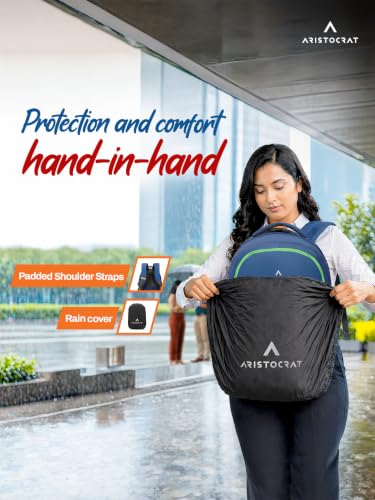 Image of Aristocrat Chip 15.6 inch Compatible Laptop Backpack 32L | 2 Compartments with Quick-Access Front Pocket | Tablet Sleeve, Rain Cover & Bottle Holders | Office & Casual Backpack for Men & Women