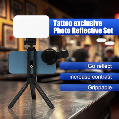 Image of Tattoo Light Tattoo Equipment and Supplies Remove Glare LED Tattoo Photography Video Lights with Clip with LED Beads and CPL Filter Lens for Taking Tattoo Photos