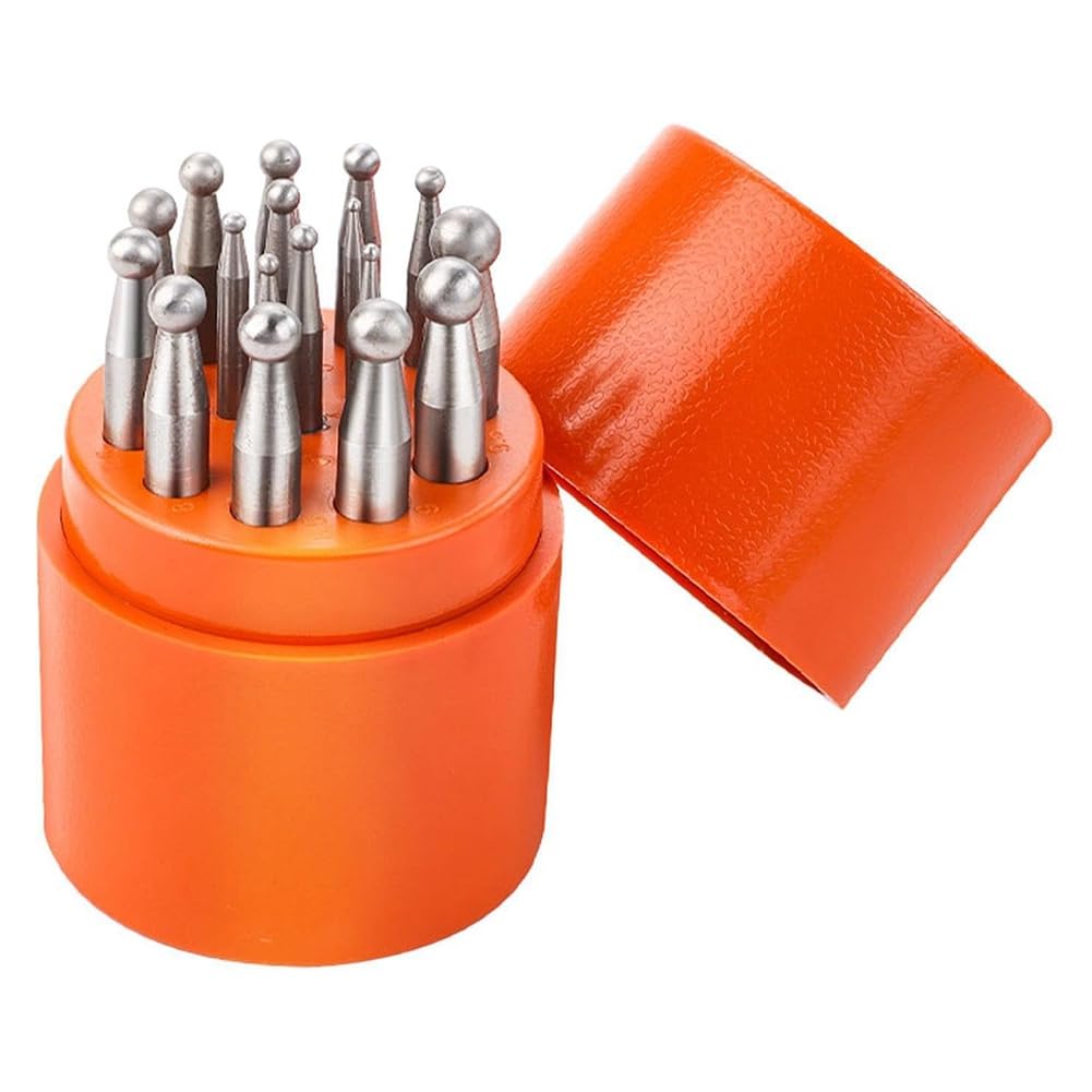 Rersduyt Doming Block Punch Set, Dapping Punches Processing Crafting Metal Forming Tools Stamping Tools for Shaping Beads 17PCS