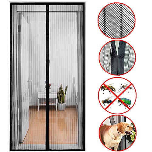 LZHOO Cortina mosquitera magnética para puertas, 100cm x 220 cm, protección de insectos cortina magnética mosca cortina para sala de estar balcón, Instalación fácil, Negro