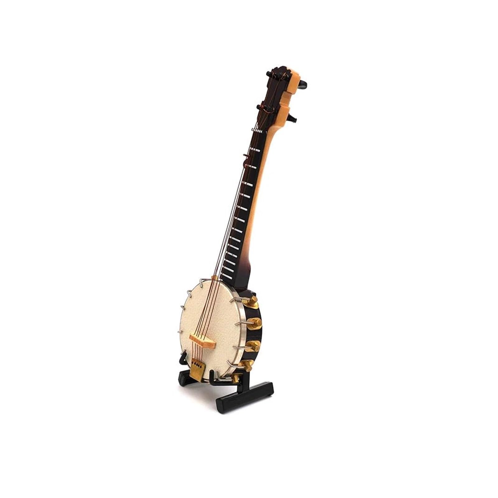 Mini Instrumento Musical Decoración Modelo De Banjo De Madera En Miniatura con Estuche De Soporte, Miniaccesorios para Instrumentos Musicales, Decoración
