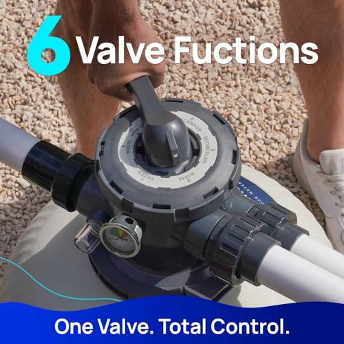 Image of AQUASTRONG 18in Sand Filter Pump with Timer, 1 HP, 6100 GPH Pool Pumps for Pools Up to 20000 GAL, Pool Filter With 6-Way Valve, Improved Circulation and Filtration