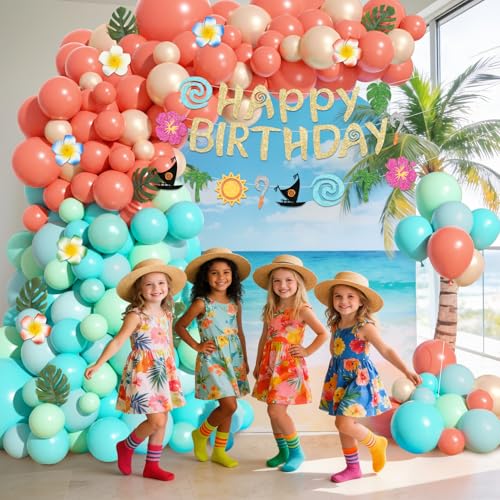 Image of Ouddy Life 165Pcs Tropical Balloons Summer Birthday Party Decorations