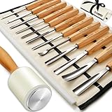 Wood Carving Kit, 12 PCS Wood Carving Set - Wood Carving Tools with Canvas Case,Sharp Cr-V 60 Steel Blades, Wood Chisel Sets for Beginners and Professionals