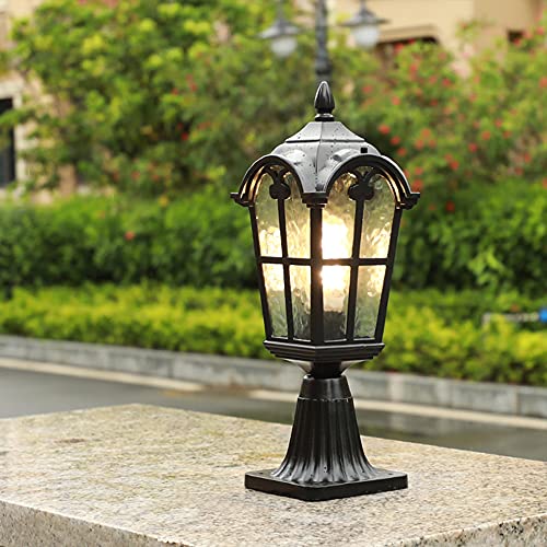 ChaoZan Retro Lámpara de Sobremuro para Exteriores,Impermeable Luces de Pedestal Camino Paisaje Luces Poste Aluminio Farola de Exterior E27 Lámpara de Jardín metal Patio Paredes Porche Terraza