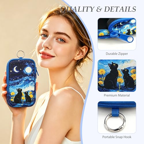 Image of KJQJLY 2 Pack Portable Tampon Organizer Bag Tampon Holder & Storage Case with Zipper for Travel, Discreet Period Bag for Purse, Waterproof Feminine Products Pouch for Women (Cat)