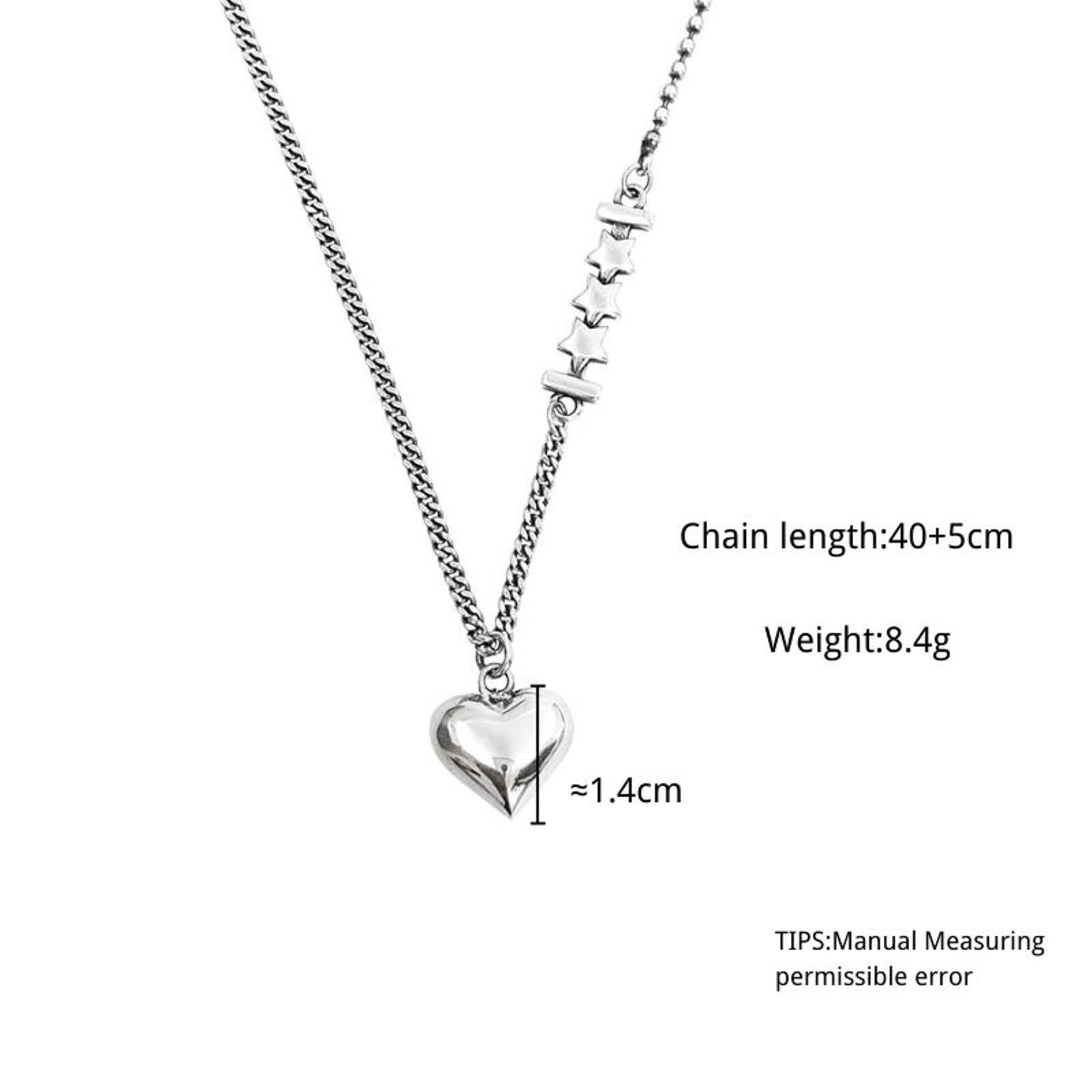 925 plata esterlina amor corazón estrella colgante collar de plata tailandesa cadena asimétrica de cuentas redondas El regalo ideal para mujeres