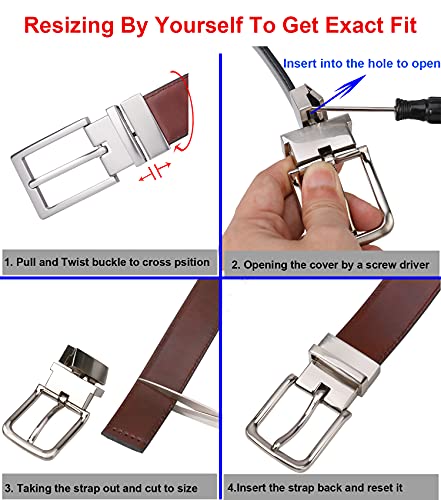 Lavemi Mens Belt Reversible 100% Italian Leather Dress Casual,One Reverse for 2 Colors,Trim to Fit - Image 5