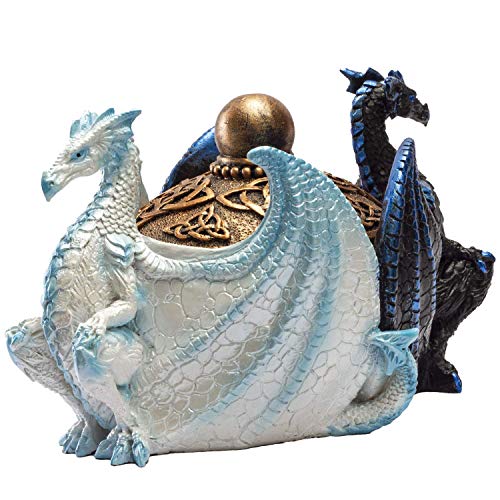 Pacific Giftware Fantasy Celtic Knotwork Dual Yin Yang Dragons Decorative Trinket Jewelry Box Figurine 5.75" Long #TOP3