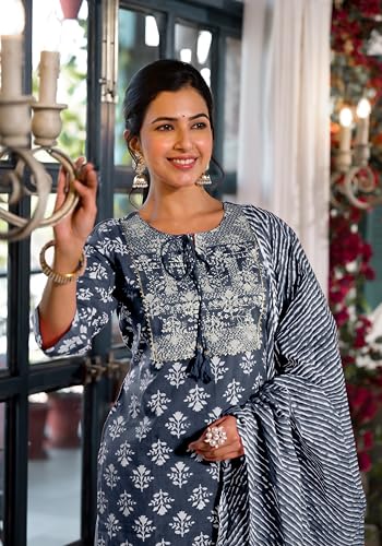 Image of MIRCHI FASHION Pure Cotton Women Straight Batik Printed Kurti Set with Dupatta and Pant