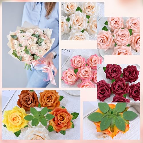 UILYNIU 60 Stück Künstliche Blätter, Gefälschten Blättern, Künstliches Grün Rosenblatt, Gefälschtes Grünes Laub für Heimdekoration, Hochzeit Dekoration, DIY, Hochzeitssträuße, Party Dekoratione (Grün)
