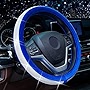 Alusbell Crystal Diamond Steering Wheel Cover Soft Velvet Feel Bling Steering Wheel Cover for Women Universal 15 inch Plush Wheel Cover for Escape Fusion Focus Accord Prius Rav4 Sapphire Blue