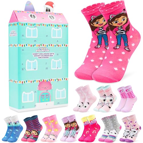 Get Trend Gabby's Dollhouse Calendario Adviento 2025 con Calcetines Niña, 24 Pares de Calcetines Transpirables, 27-32, Idea Regalo Original (Multi Gabby’s Dollhouse)