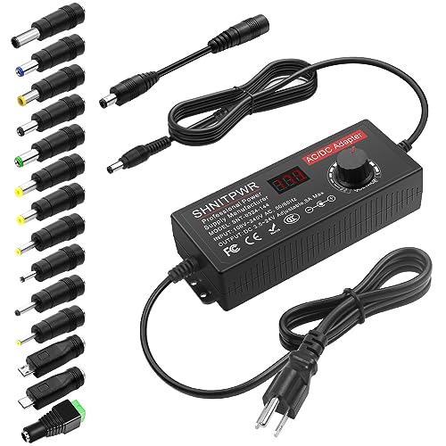 Image of SHNITPWR Universal Power Supply DC 24V 12V 5V 6V 9V 14V 19V Adjustable AC /DC Adapter 100V~240V AC to DC Variable Power Converter Multi-Voltage 4V ~ 24V 6A 144W Power Adapter 14 Tips LCD Display
