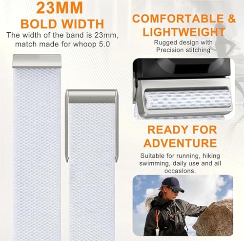Image of Soft Nylon Sport Strap Breathable, Durable Strap Compatible with Whooop 5.0, One & Peak (White)