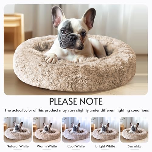 JOLLYVOGUE Calming Donut Dog Bed (27", Cream Brown) — view 7